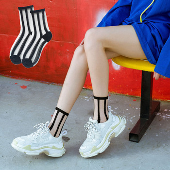 Модни кавайни дамски чорапи Секси дантелени мрежести чорапи Смесени цветни влакна Прозрачна разтеглива еластична мрежа за глезена Тънки чорапи