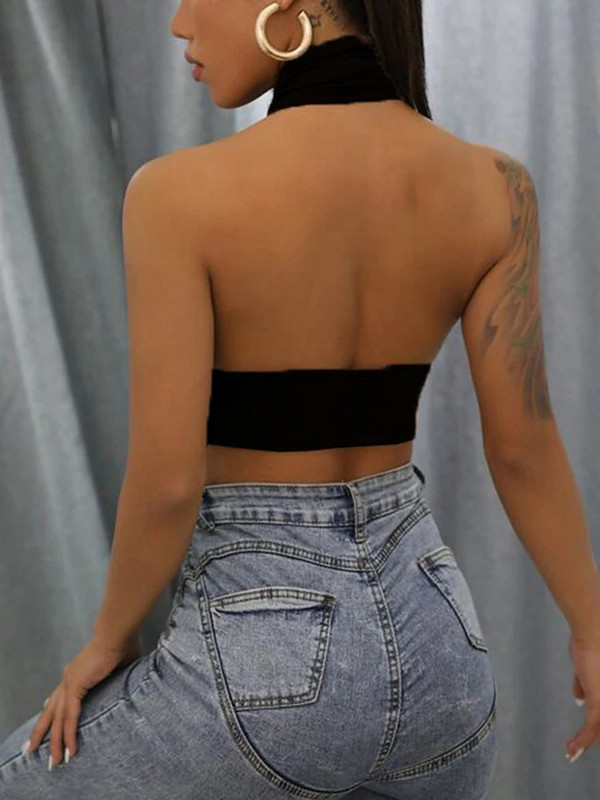 Ženske ljetne majice bez rukava, seksi jednobojne push up šuplje majice s halterima, push up, ulična odjeća, nova moda 2023.