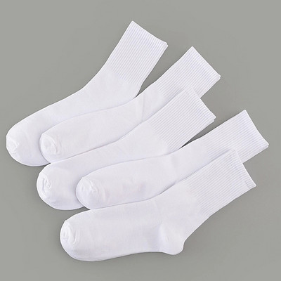 5 perechi de șosete cu tub mijlociu de culoare solidă pentru bărbați, la modă de toamnă, șosete confortabile, clasice, negru, alb, șosete pentru bărbați cu gât rotund de înaltă calitate