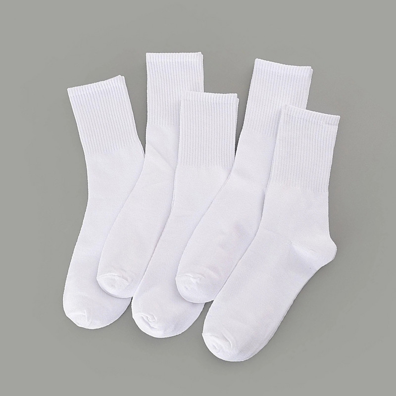5 perechi de șosete cu tub mijlociu de culoare solidă pentru bărbați, la modă de toamnă, șosete confortabile, clasice, negru, alb, șosete pentru bărbați cu gât rotund de înaltă calitate