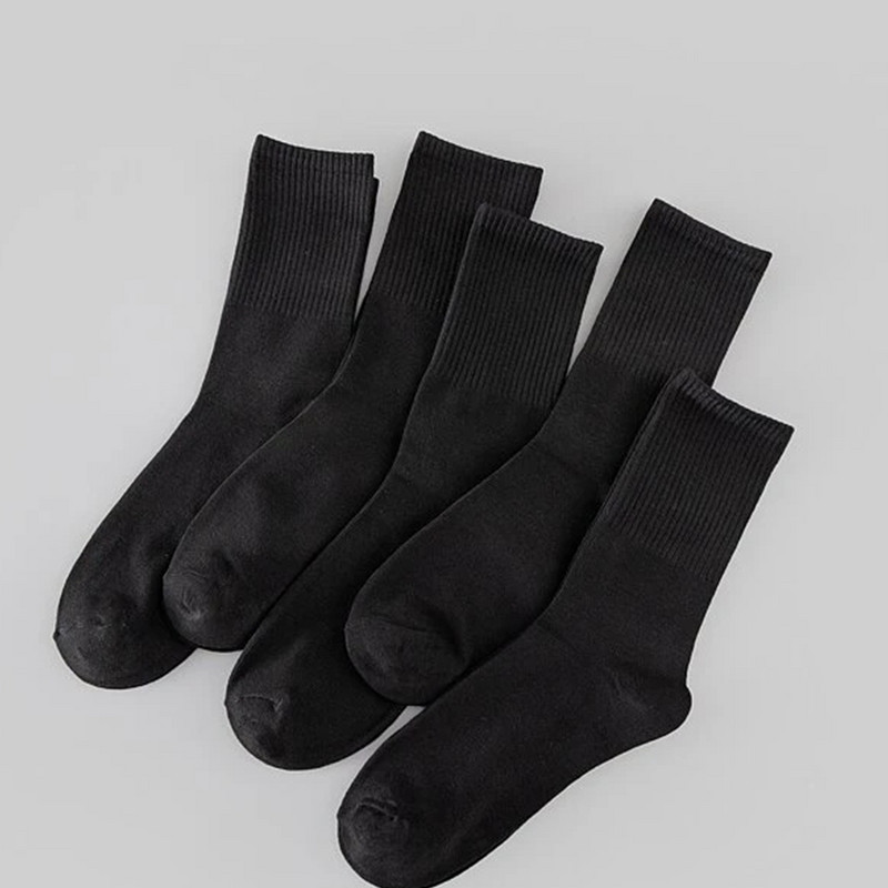 5 perechi de șosete cu tub mijlociu de culoare solidă pentru bărbați, la modă de toamnă, șosete confortabile, clasice, negru, alb, șosete pentru bărbați cu gât rotund de înaltă calitate