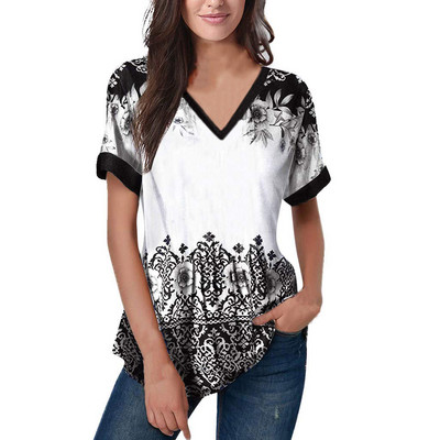 Μόδα γυναικεία μπλουζάκια ρίγες τύπωμα ντεγκραντέ V λαιμόκοψη κοντό μανίκι Βασικά μπλουζάκια Streetwear Καλοκαιρινά ρούχα υπερμεγέθη γυναικεία μπλουζάκια