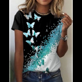 2024-es új, O-nyakú, 3d pillangómintás póló Női póló Nyári divat Rövid ujjú felsők Túlméretes nyári felső női ruházat