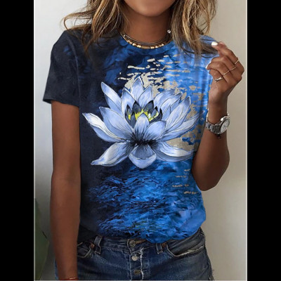 2024-es új, O-nyakú, 3d pillangómintás póló Női póló Nyári divat Rövid ujjú felsők Túlméretes nyári felső női ruházat