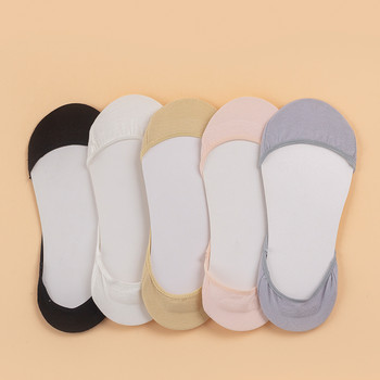 Чорапи дамски памучни невидими летни тънки дишащи меки силиконови нехлъзгащи се модни за високи токчета лодка чорапи чорапи с подметка 5 чифта