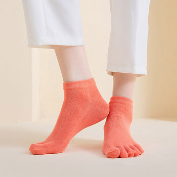 Пролетно-лятни дамски къси чорапи с пет пръста, бонбонени чорапи, абсорбиращи потта, дишащи памучни чорапи с разделени пръсти, 5 пръста