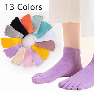 Пролетно-лятни дамски къси чорапи с пет пръста, бонбонени чорапи, абсорбиращи потта, дишащи памучни чорапи с разделени пръсти, 5 пръста