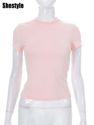 Shestyle Daily Casual Tricou Femei Maneca scurta Elastic Decolteu O All-Match Nou Sosire pentru Vara Subțire 2023 Topuri Elegante Fată