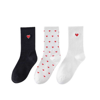 Love Бродирани чорапи Дамски спортни къси чорапи от чист памук Бели черни подарък за момичета Дамски Harajuku Kawaii Calcetines Mujer