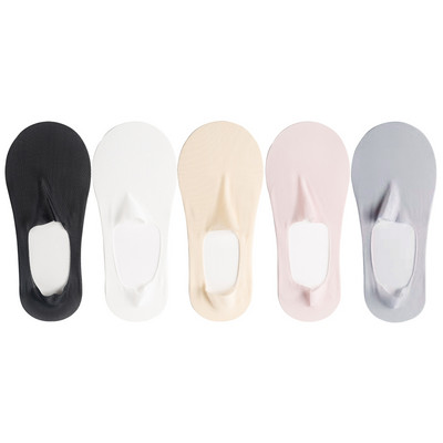 5 pari/komplet čarapa Ženske ljetne ultratanke nevidljive niske silikonske protuklizne mrežaste čarape koje se ne vide Ice Silk Čvrste brodske čarape