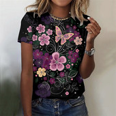 Ljetna majica s 3d printom cvijeća Ženska modna ležerna majica kratkih rukava Ženska gornja odjeća Ulična odjeća Vrećaste majice Odjeća