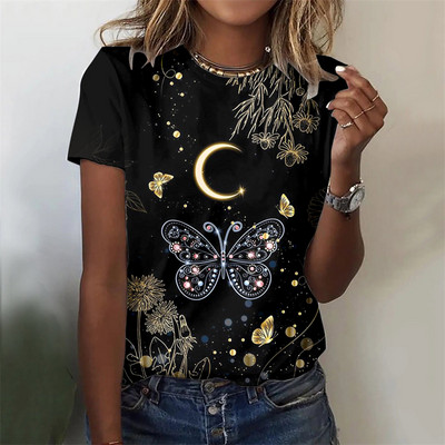 Ljetna majica s 3d printom cvijeća Ženska modna ležerna majica kratkih rukava Ženska gornja odjeća Ulična odjeća Vrećaste majice Odjeća