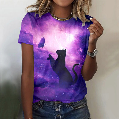 Ljetna majica s 3d printom cvijeća Ženska modna ležerna majica kratkih rukava Ženska gornja odjeća Ulična odjeća Vrećaste majice Odjeća