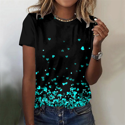 Ljetna majica s 3d printom cvijeća Ženska modna ležerna majica kratkih rukava Ženska gornja odjeća Ulična odjeća Vrećaste majice Odjeća