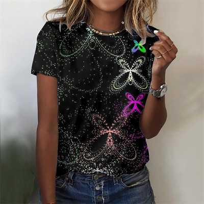 Ljetna majica s 3d printom cvijeća Ženska modna ležerna majica kratkih rukava Ženska gornja odjeća Ulična odjeća Vrećaste majice Odjeća