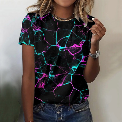 Ljetna majica s 3d printom cvijeća Ženska modna ležerna majica kratkih rukava Ženska gornja odjeća Ulična odjeća Vrećaste majice Odjeća