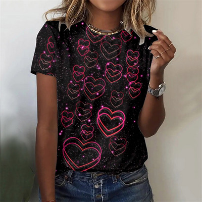 Ljetna majica s 3d printom cvijeća Ženska modna ležerna majica kratkih rukava Ženska gornja odjeća Ulična odjeća Vrećaste majice Odjeća