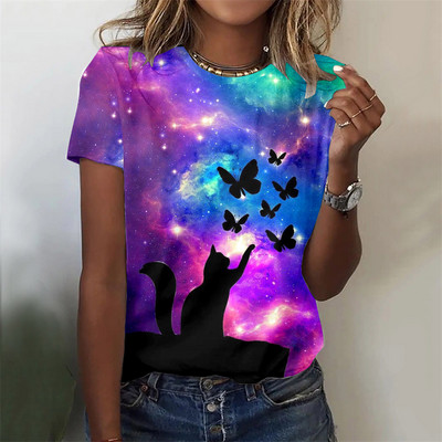 Ljetna majica s 3d printom cvijeća Ženska modna ležerna majica kratkih rukava Ženska gornja odjeća Ulična odjeća Vrećaste majice Odjeća