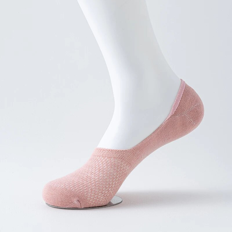 5 pari ŽENSKIH mrežastih izdubljenih prozračnih brodskih čarapa, nevidljivi nisko izrezani silikonski protuklizni, ljetne čarape bez gležnja