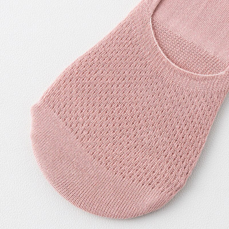 5 pari ŽENSKIH mrežastih izdubljenih prozračnih brodskih čarapa, nevidljivi nisko izrezani silikonski protuklizni, ljetne čarape bez gležnja