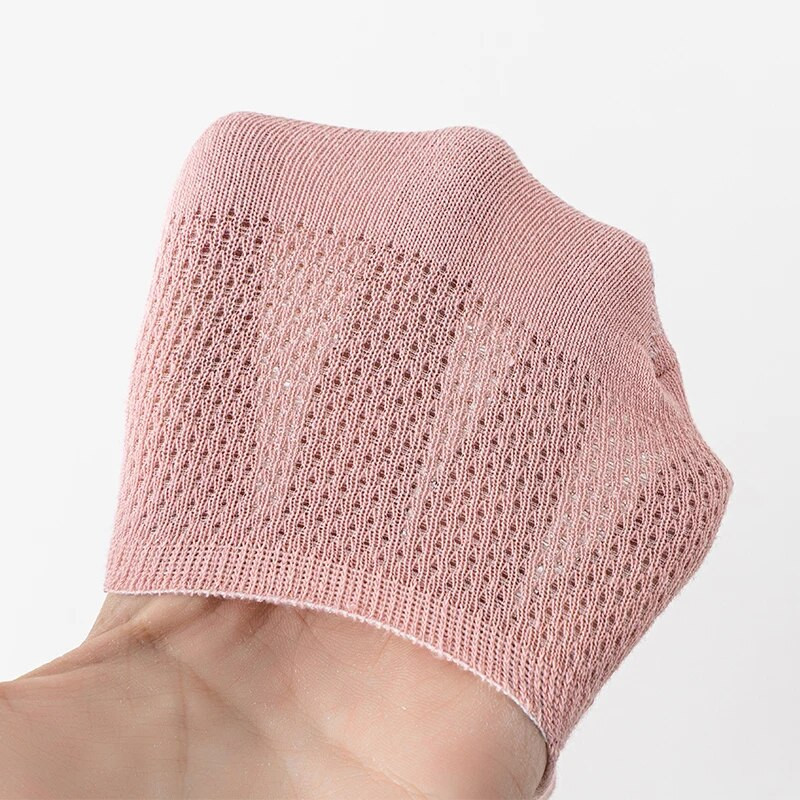 5 pari ŽENSKIH mrežastih izdubljenih prozračnih brodskih čarapa, nevidljivi nisko izrezani silikonski protuklizni, ljetne čarape bez gležnja