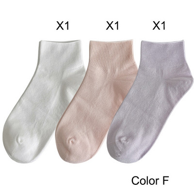 3 perechi de șosete scurte de damă, de vară, de culoarea bomboanei, set de șosete din bumbac simplu, respirabile, lejer, comozi, moi, colorați, pentru femei