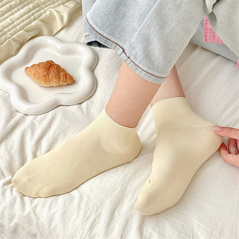 3 perechi de șosete scurte de damă, de vară, de culoarea bomboanei, set de șosete din bumbac simplu, respirabile, lejer, comozi, moi, colorați, pentru femei