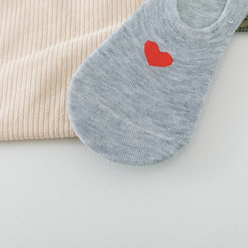 5 чифта ДАМСКИ невидими чорапи, едноцветни летни чорапи против хлъзгане на сърце до глезена, ежедневни дишащи тънки чорапи тип лодка
