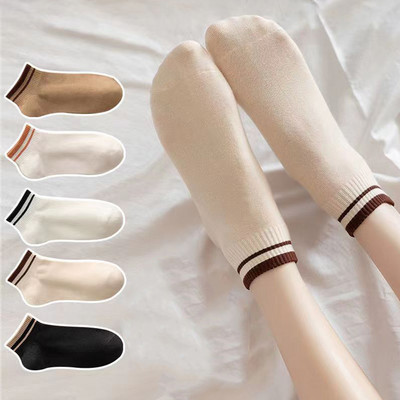 5 Ζεύγη/Παρτίδες Γυναικείες κάλτσες Κοντός αστράγαλος Χαμηλό κούρεμα χωρίς εμφάνιση Πόδι Cute Bear Hearts Εκτύπωση Σχολικό βαμβακερό αναπνεύσιμο σετ casual ρετρό