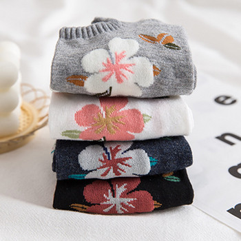 3 чифта памучни чорапи за жени Висококачествени невидими ежедневни чорапи с плитка уста, пролетни цветя, модни женски къси чорапи
