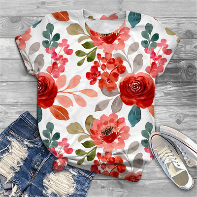 Naiste särav lillemustriga 2023. aasta suvine 3D-T-särk, uus Korea tänavamood, ümara kaelusega lühikeste varrukatega, trükitud vabaaja särk