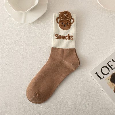 Șosete pentru femei, bumbac, imprimeu animal, toamnă iarnă, șosete pentru doamne, la modă, drăguț, urs, Calcetines Harajuku, Calcetines Mujer, cadou pentru fete