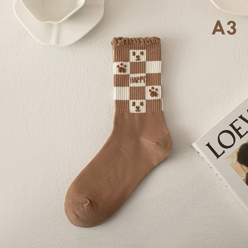 Șosete pentru femei, bumbac, imprimeu animal, toamnă iarnă, șosete pentru doamne, la modă, drăguț, urs, Calcetines Harajuku, Calcetines Mujer, cadou pentru fete