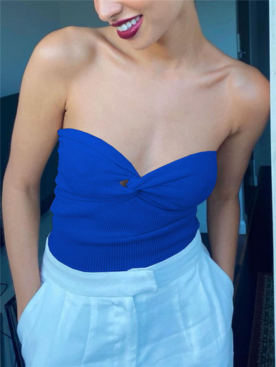 Γυναικείες μπλούζες από πλεκτό σωληνωτό λευκό στράπλες, καλοκαιρινές βασικές μπλούζες χωρίς πλάτη με ανοιχτό ώμο, μπουστάκι, casual streetwear