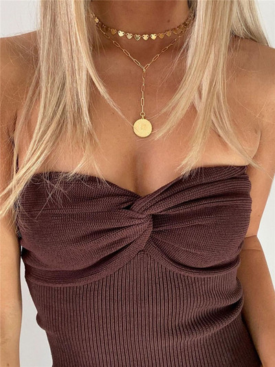 Γυναικείες μπλούζες από πλεκτό σωληνωτό λευκό στράπλες, καλοκαιρινές βασικές μπλούζες χωρίς πλάτη με ανοιχτό ώμο, μπουστάκι, casual streetwear