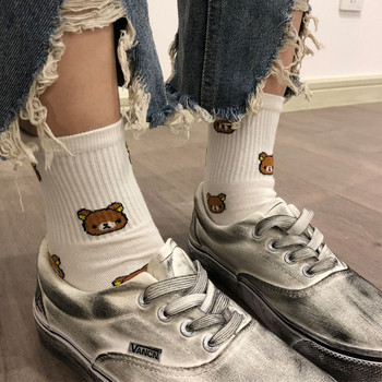 2023 Нови анимационни дамски дишащи памучни чорапи Harajuku Сладка мечка Животински модел Чорапи за момичета Пенирани памучни дамски чорапи