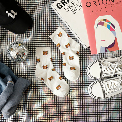 2023, noi șosete din bumbac respirabil Harajuku cu desene animate, șosete de femeie din bumbac pieptănat