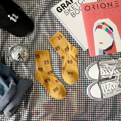 2023, noi șosete din bumbac respirabil Harajuku cu desene animate, șosete de femeie din bumbac pieptănat