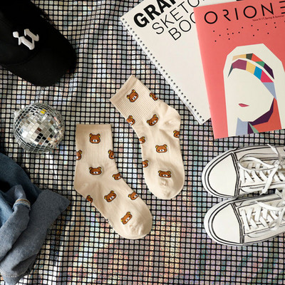 2023, noi șosete din bumbac respirabil Harajuku cu desene animate, șosete de femeie din bumbac pieptănat