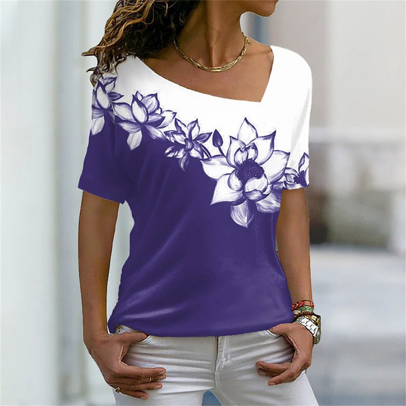 Nyári póló V-nyakú, 3d arcnyomtatással női pólók Y2k alkalmi felső női vintage Harajuku lány személyre szabott rövid ujjú pulóver