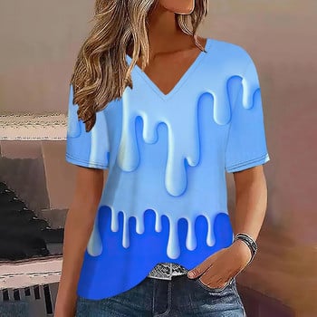 Ακουαρέλα Γυναικείο T-Shirt 3D V λαιμόκοψη κοντομάνικο μπλουζάκι χαλαρό casual μόδας μπλουζάκι για γυναίκες Streetwear Hip-hop γυναικεία ρούχα