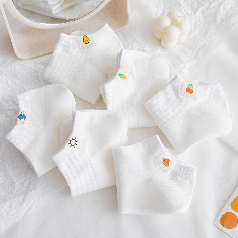Japán rajzfilm Aranyos rövid zokni Egyszínű fehér zokni Női Diákok Alkalmi divat Pamut Nyári Vékony mélyen kivágott bokazokni