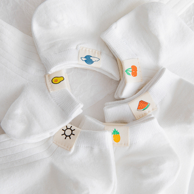 Japán rajzfilm Aranyos rövid zokni Egyszínű fehér zokni Női Diákok Alkalmi divat Pamut Nyári Vékony mélyen kivágott bokazokni