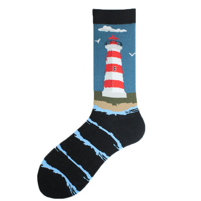 Χαρούμενες πολύχρωμες αστείες κάλτσες Άνδρες Skateboard Shark Dinosaur Astronaut Planet Divertidos Hip Hop Sokken Harajuku Unisex Crew κάλτσες