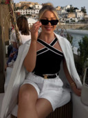 Tangada 2024 Ženski pleteni halter majica bez rukava bez rukava bez leđa 3J031