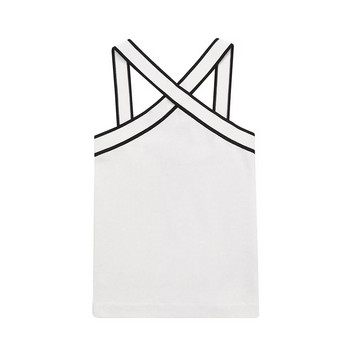 Tangada 2024 Women Color Block Knitted Halter Tank Αμάνικο Backless Camis Top 3J031