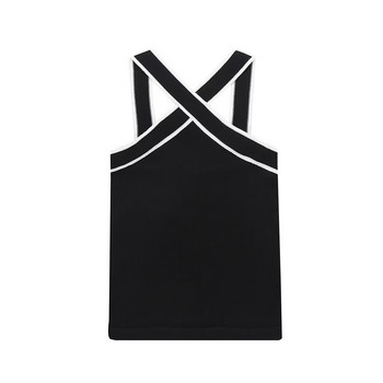 Tangada 2024 Women Color Block Knitted Halter Tank Αμάνικο Backless Camis Top 3J031