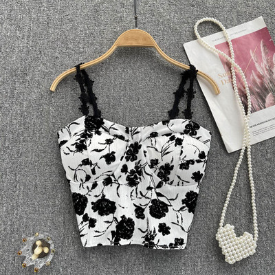 Eleganti korejiešu modes Camis Basic Slim Crop Topi Sweet Off plecu korsete Bustier vasaras sieviešu slingu topi