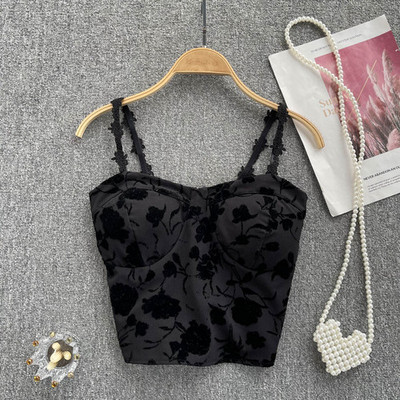 Eleganti korejiešu modes Camis Basic Slim Crop Topi Sweet Off plecu korsete Bustier vasaras sieviešu slingu topi