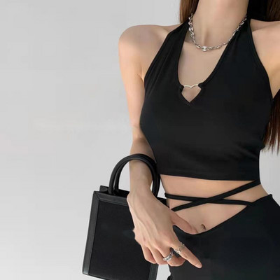 Naiste V-kaelusega südamega õõnsad päitsed Camis 2022. aasta suvemood, õhukesed kärbitud pitsilised, kamisole Y2k top riided